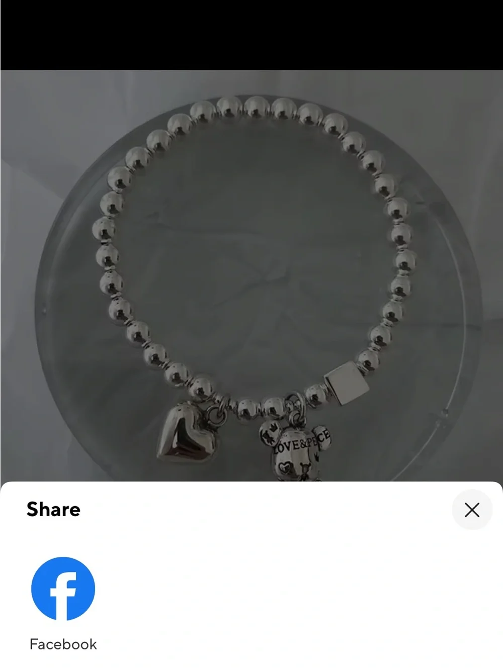 Silver Beaded Bracelet with Teddy & Heart Charms